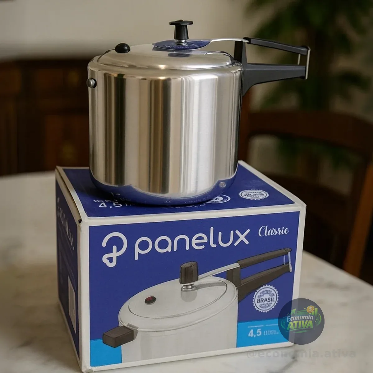 Panela De Pressão 4,5 Litros Alumínio Polido Panelux Classic Cor Cinza