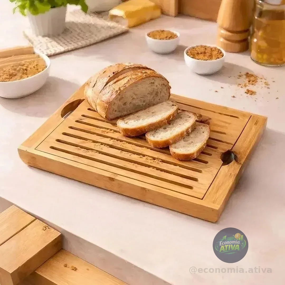 Tábua Migalheira Para Pães E Bolos Café Da Manhã Mesa Posta Tabua De Corte Para Pães E Bolos Bambu Organiza E Decora Bandeja Para Cortar Pão Bolo Pratica E Moderna Madeira