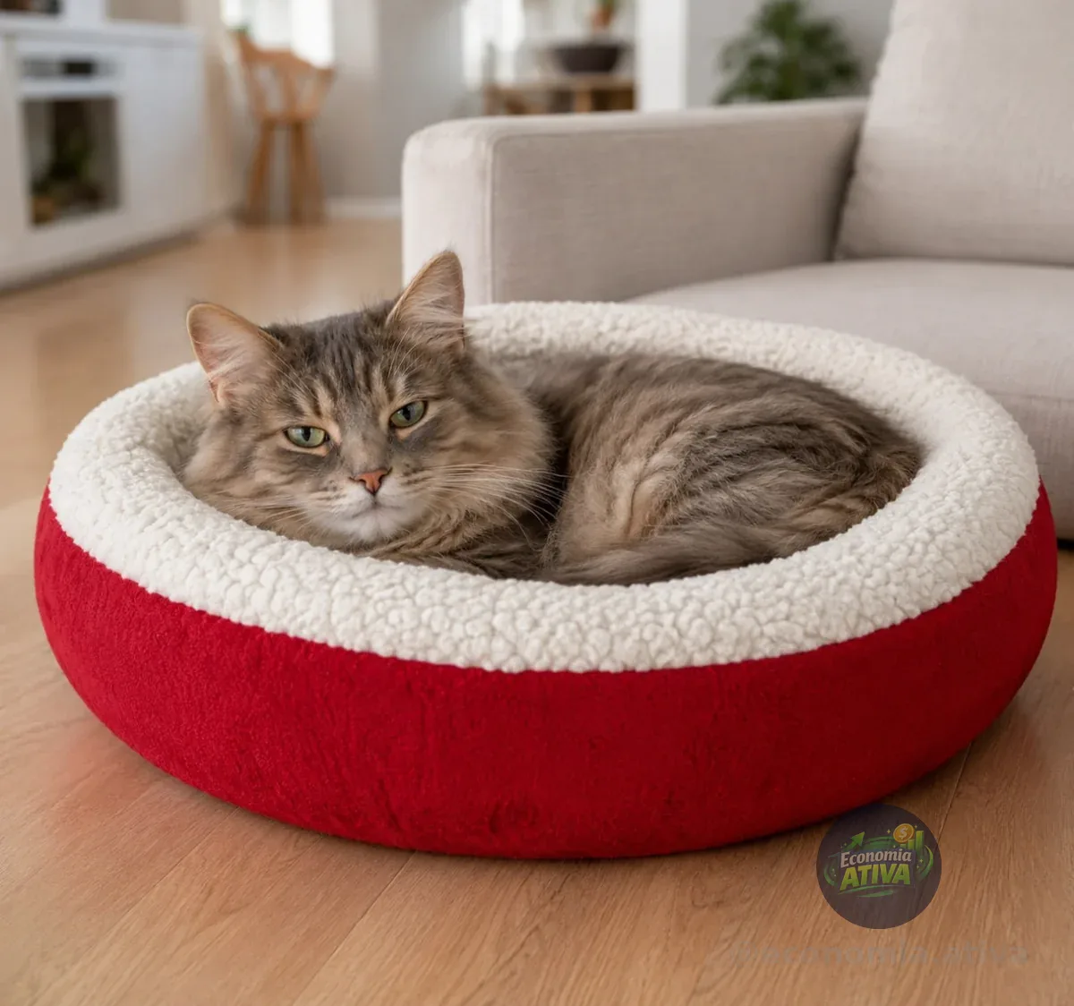 Caminha Redonda Pet Sherpa Cama Para Cães Gatos Macia Quente
