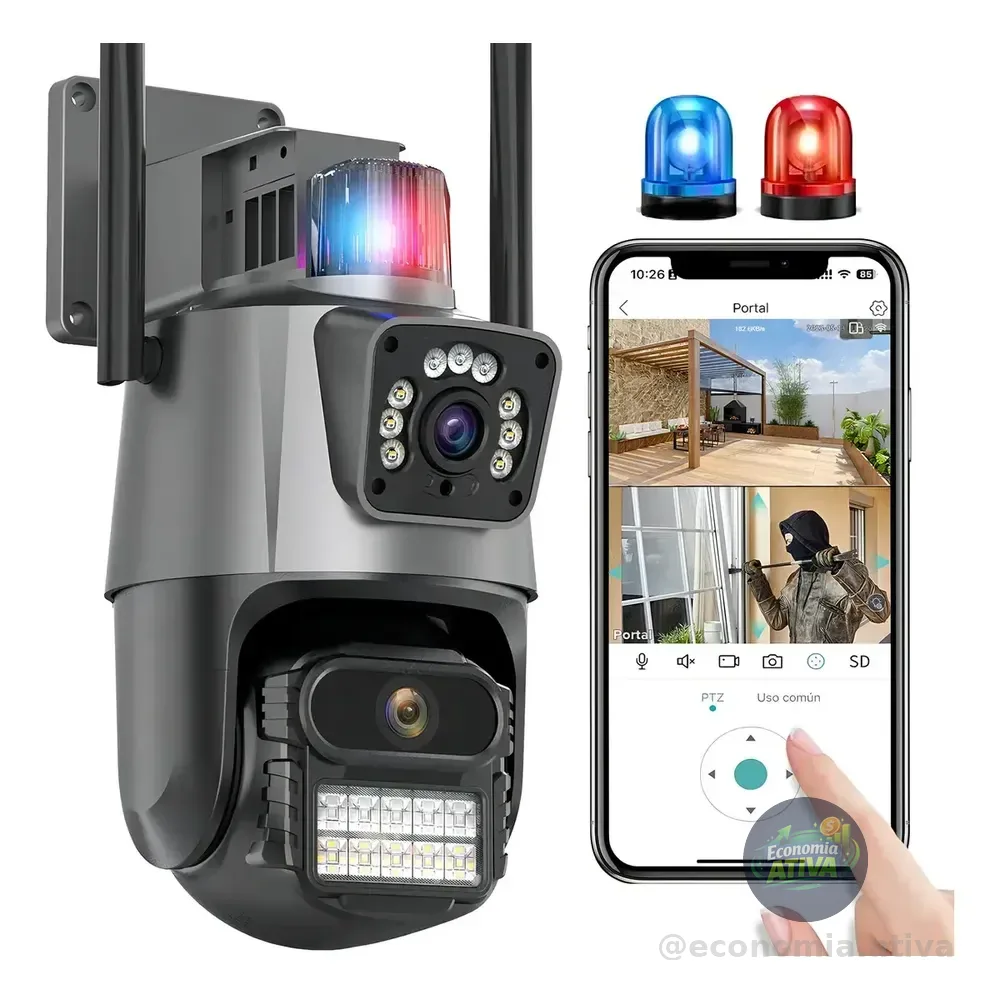 Câmera De Segurança Anberx P10q Wireless 8mp Ptz Ip66 Wi-fi Visão Noturna Preto