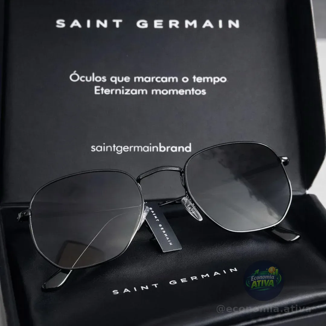 Óculos De Sol Clássico Preto Hexagonal Harbor Black Uv400 Desenho Espelho
