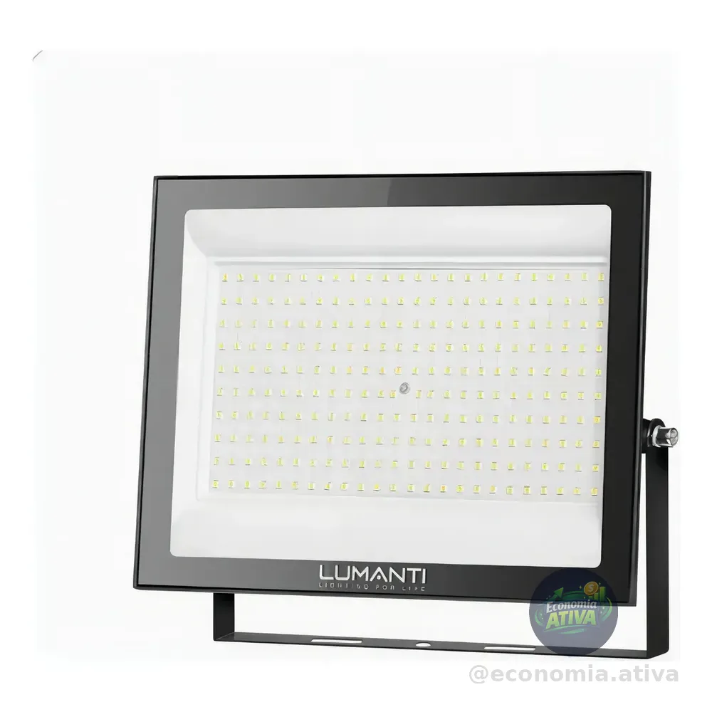 Refletor Led Smd Lumanti 400w Ip66 5500k Branco Frio Bivolt Preto