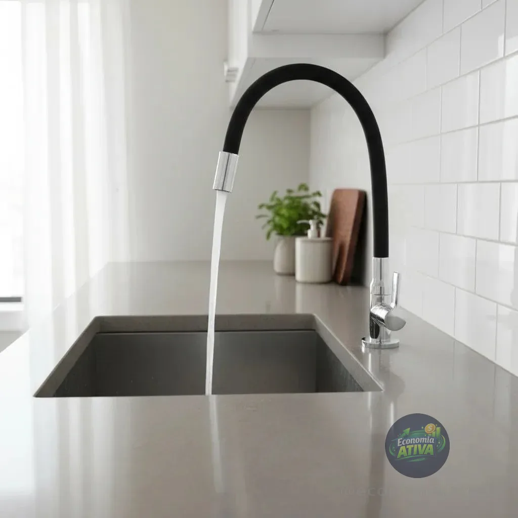 Torneira Tubo Flexível Bancada Cozinha Color Preta Luxo Cor Preto Alpha Hidrometais Torneira C65