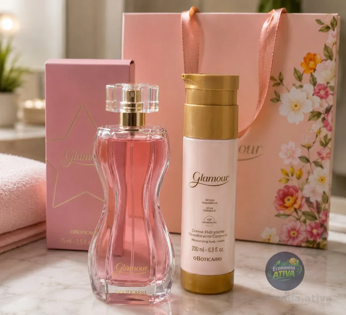 Combo Glamour - Creme Hidratante Corporal 200ml - Desodorante Colônia 75ml