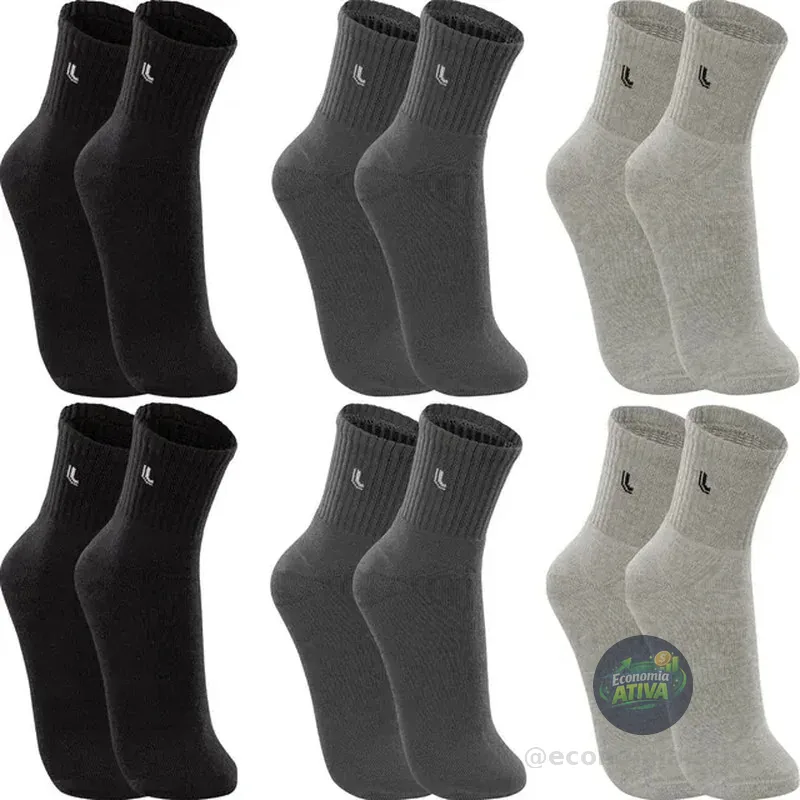Kit 6 Pares Meias Lupo Cano Médio Esportivas Academia