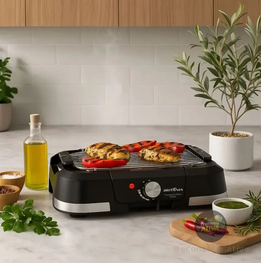 Churrasqueira Elétrica Britânia 1500W Menos Fumaça BCQ10A 220V