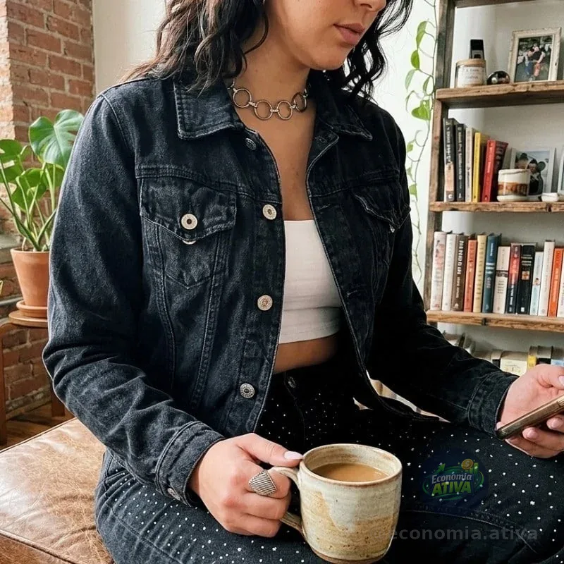 Jaqueta Jeans Feminina Curta Desfiada Destroyed Moda Botões