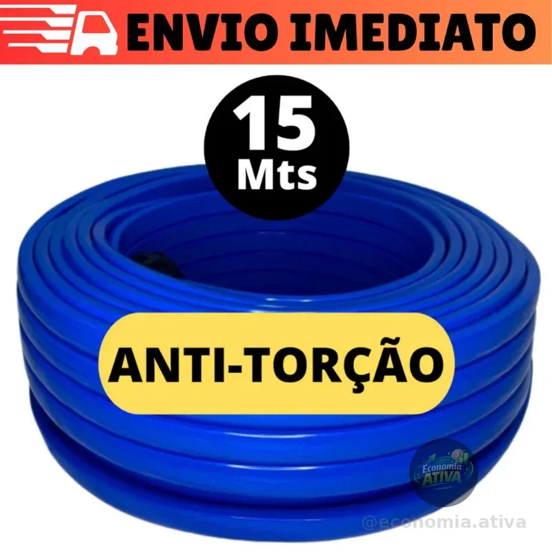 Mangueira De Jardim 15 metros Anti-Torção Chata Resistente Anti-Dobra Antitorção Forte Não Dobra