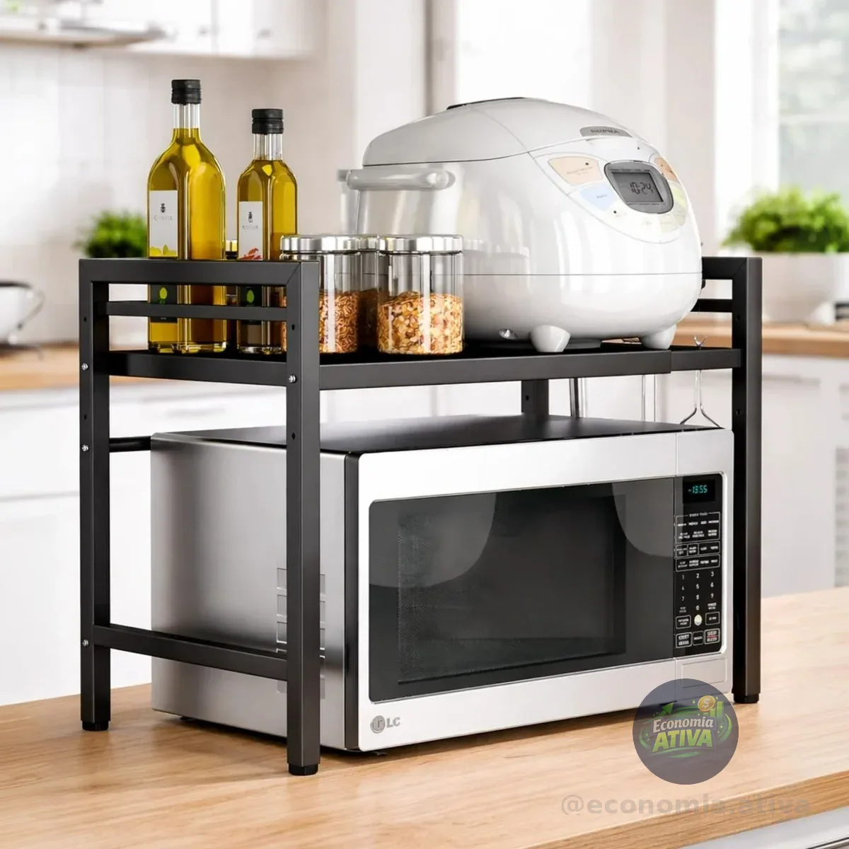 Rack Metálico Multiuso Decoteam Ajustável Para Microondas Cor Preto