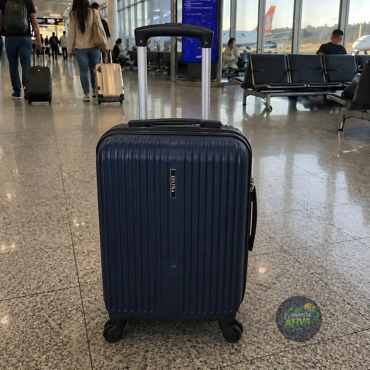 Mala De Viagem De Bordo Rígida 10kg Rodas 360° Medidas Anac Azul