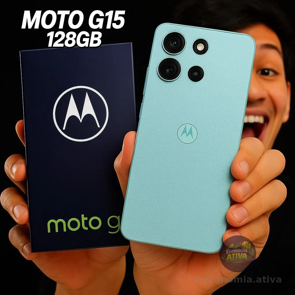 Smartphone Motorola Moto G15 - 128gb 12gb (4gb Ram+8gb Ram Boost) E Camera 50mp Com Ai E Night Vision Bateria De 5200 Mah Tela Fhd+ 6.7 Com Superbrilho Nfc Azul Claro