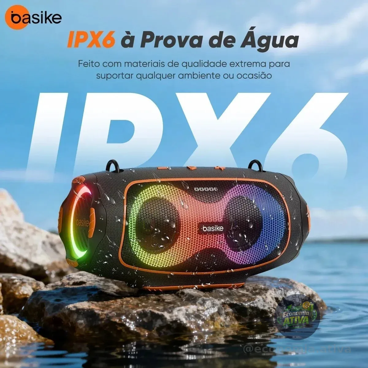 Basike Caixa De Som Bluetooth Portátil Boombox 80w 8000mah Hifi Xtreme 3 Com Rgb Tws Ipx6 Prova Dágua Grave Potente Bass... 5v