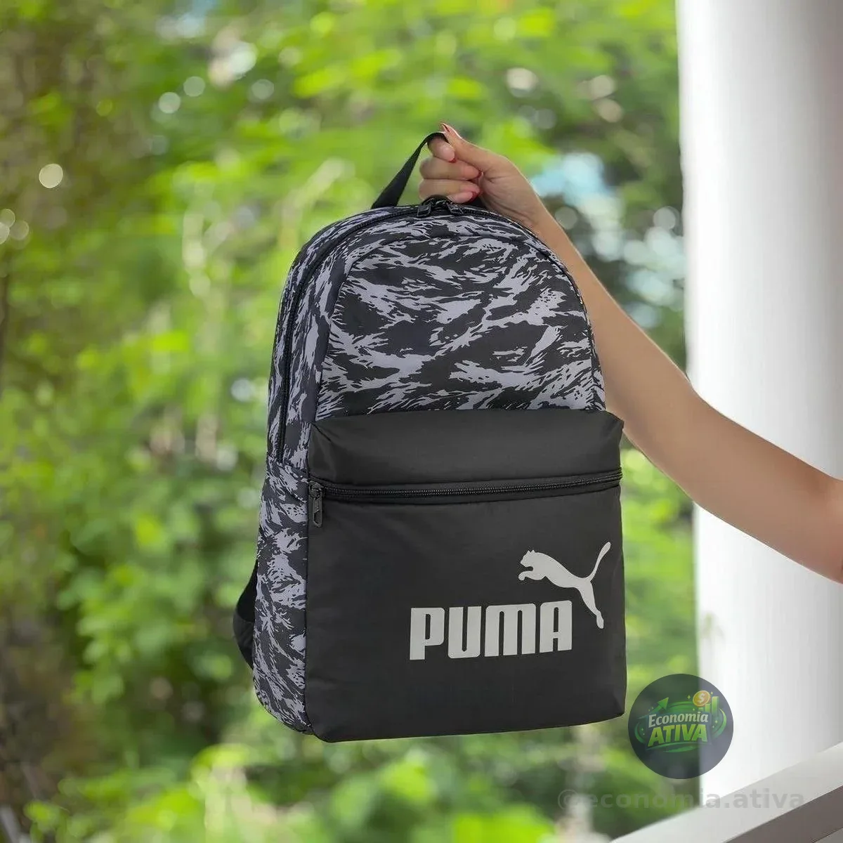 Mochila Phase 22l Puma Preto/cinza Estampado