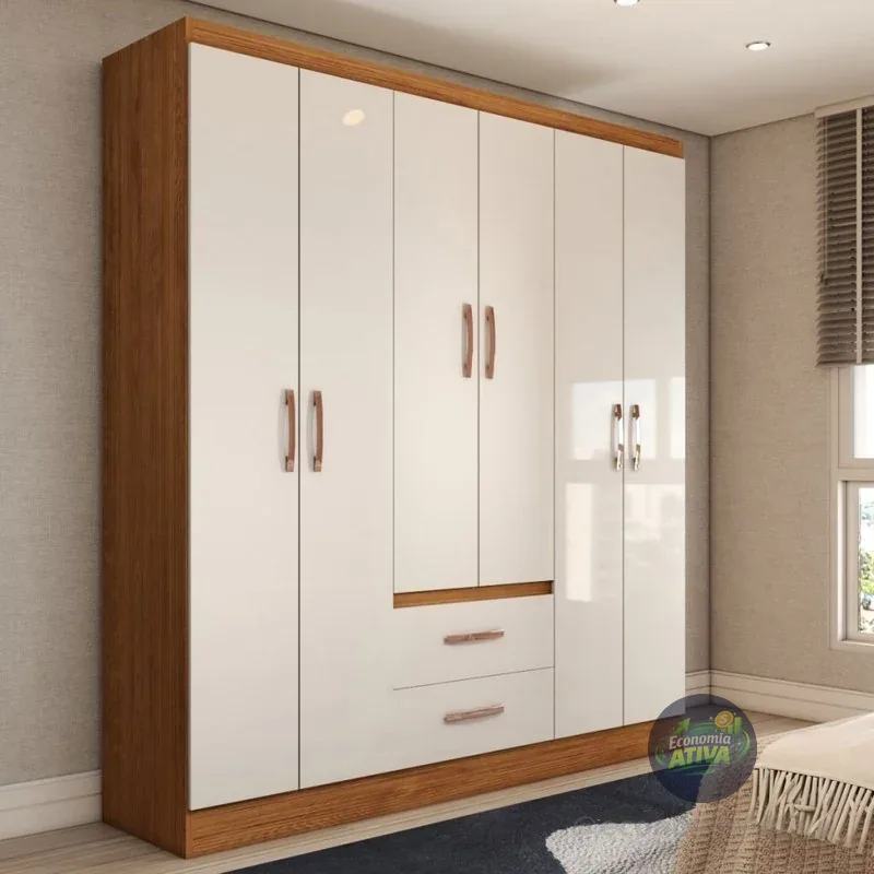 Guarda-Roupa Solteiro Belmont 6 Portas 2 Gavetas - Panorama Móveis