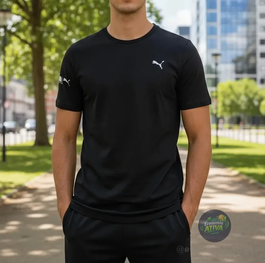 Camiseta Puma Masculina Térmica Manga Curta Proteção Uv 50+