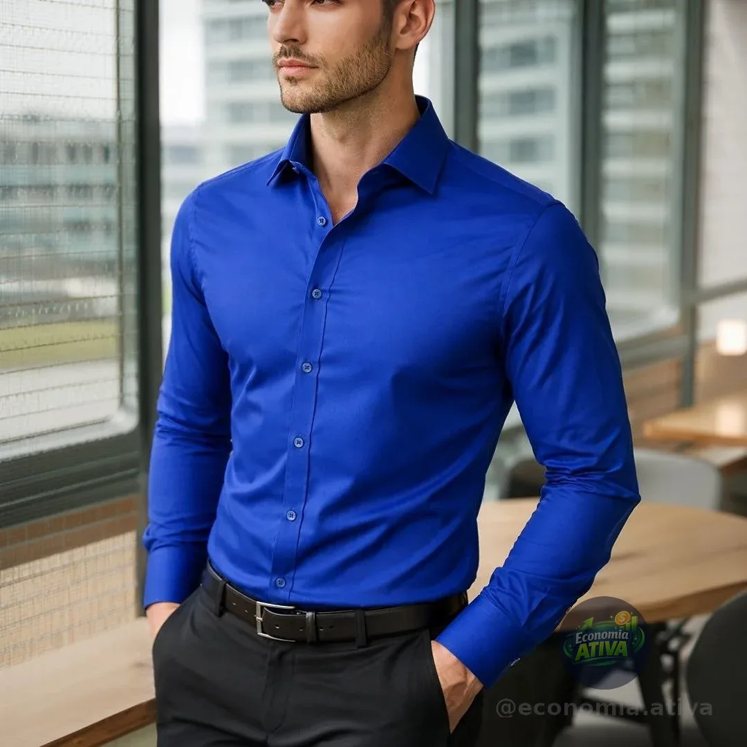 Camisa Social Masculina Slim Premium Manga Longa / Curta