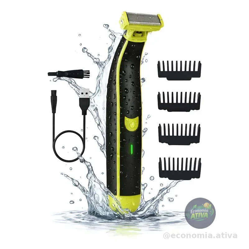 Aparador De Pelos Elétrico Lecom Prova D'água Bivolt Barbear E Depilar Preto 127/220v