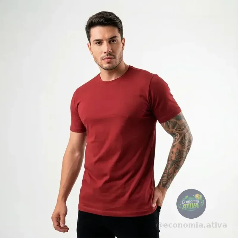 Camiseta Ogochi Básica Algodão Original Lisa Masculina