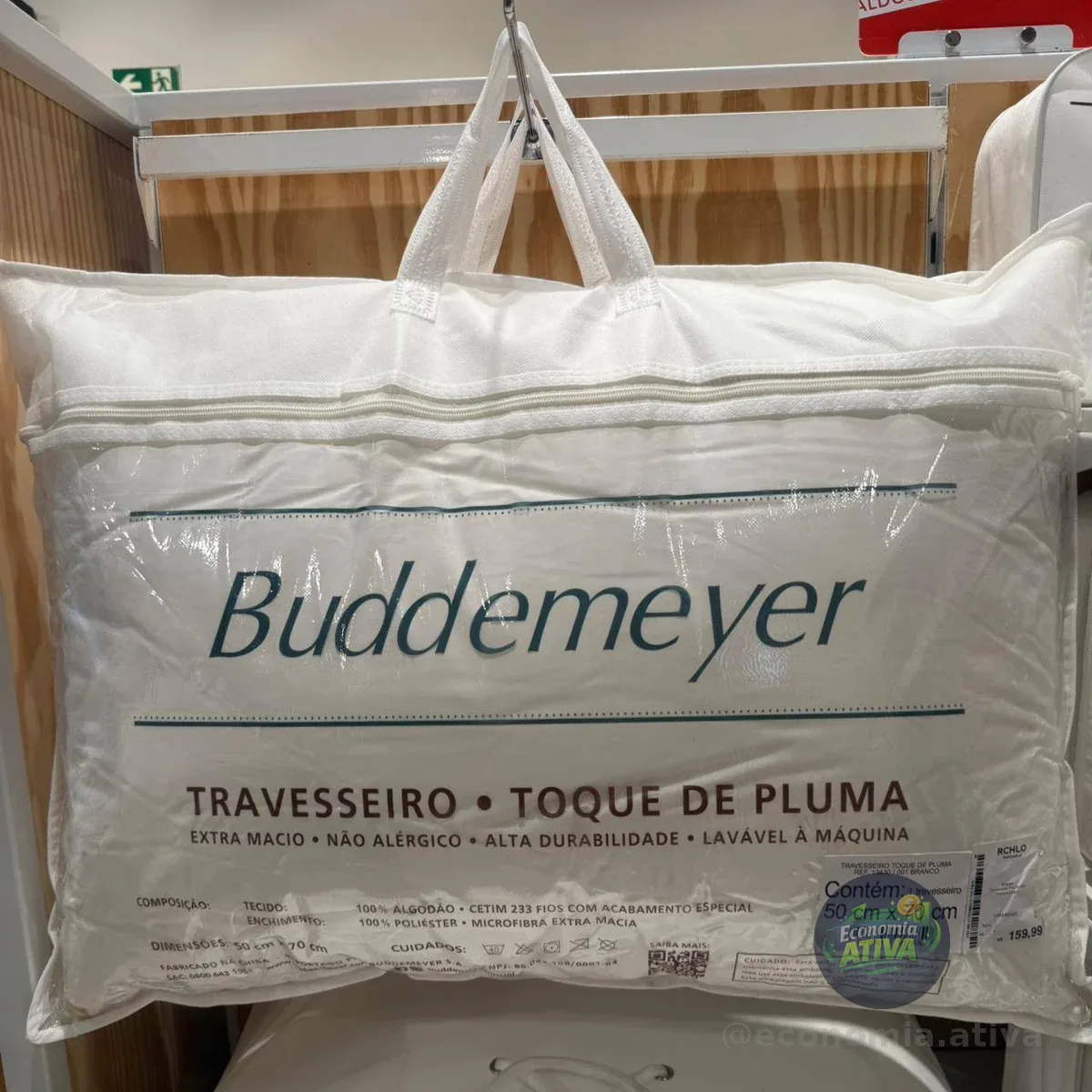 Travesseiro Toque De Pluma Buddemeyer 50x70cm Algodão Branco