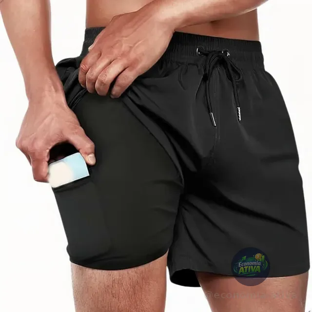 Shorts 2 Em 1 Térmico De Compressão Bolso Secreto Academia