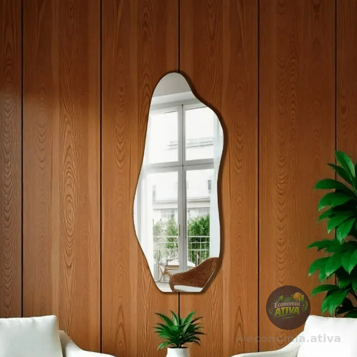 Espelho Orgânico Corpo Inteiro 90cmx40cm Pinterest Polido Moldura Magnus - Dupla Face