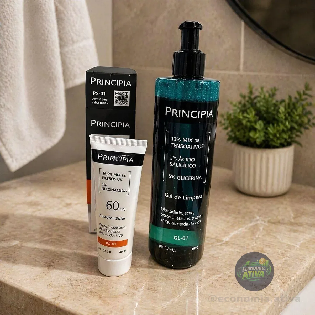 Principia Kit Gel De Limpeza Gl-01 + Protetor Solar Facial Ps-01 Fps 60