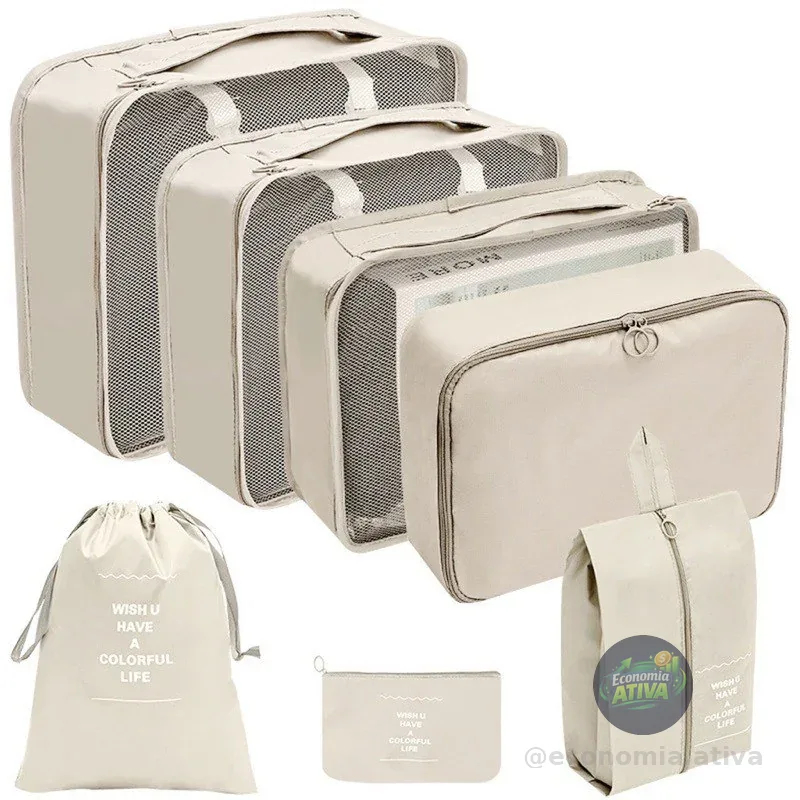 Kit 7 Pecas Bolsa Organizadoras Para Mala Roupas Bagagem Viagem
