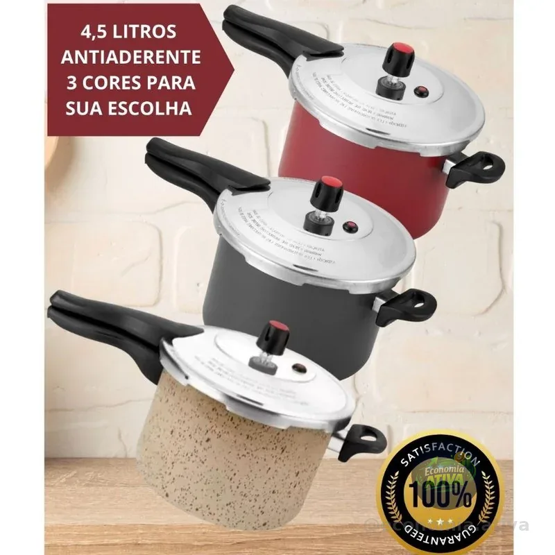 Panela de Pressão 4.5l Antiaderente/Teflon Fechamento Externo Alegrete
