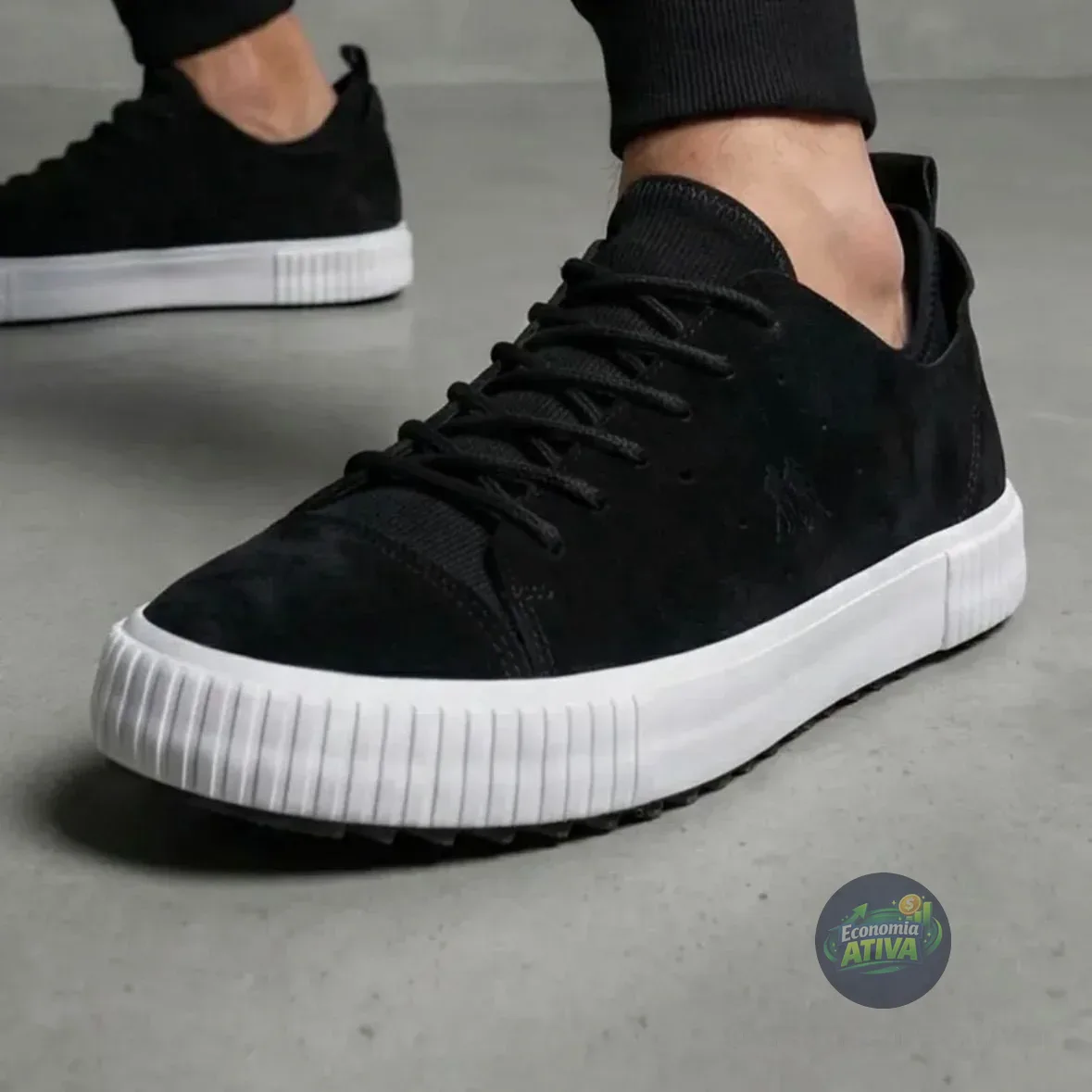 Tênis Casual Camurça Conforto Premium Polo Wear Preto Preto 40 Br