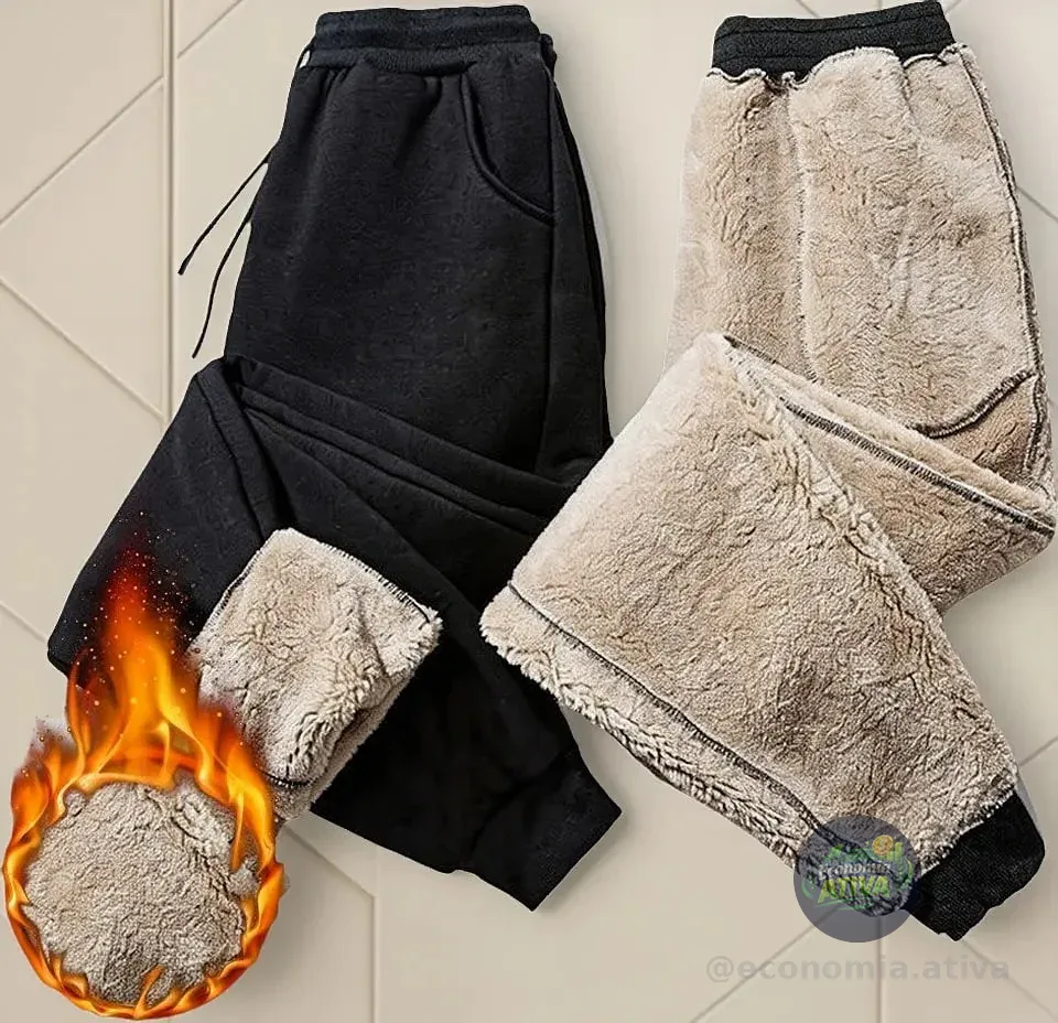 Calças Masculinas Bolso Cintura Elástica  Engrossar Moletom