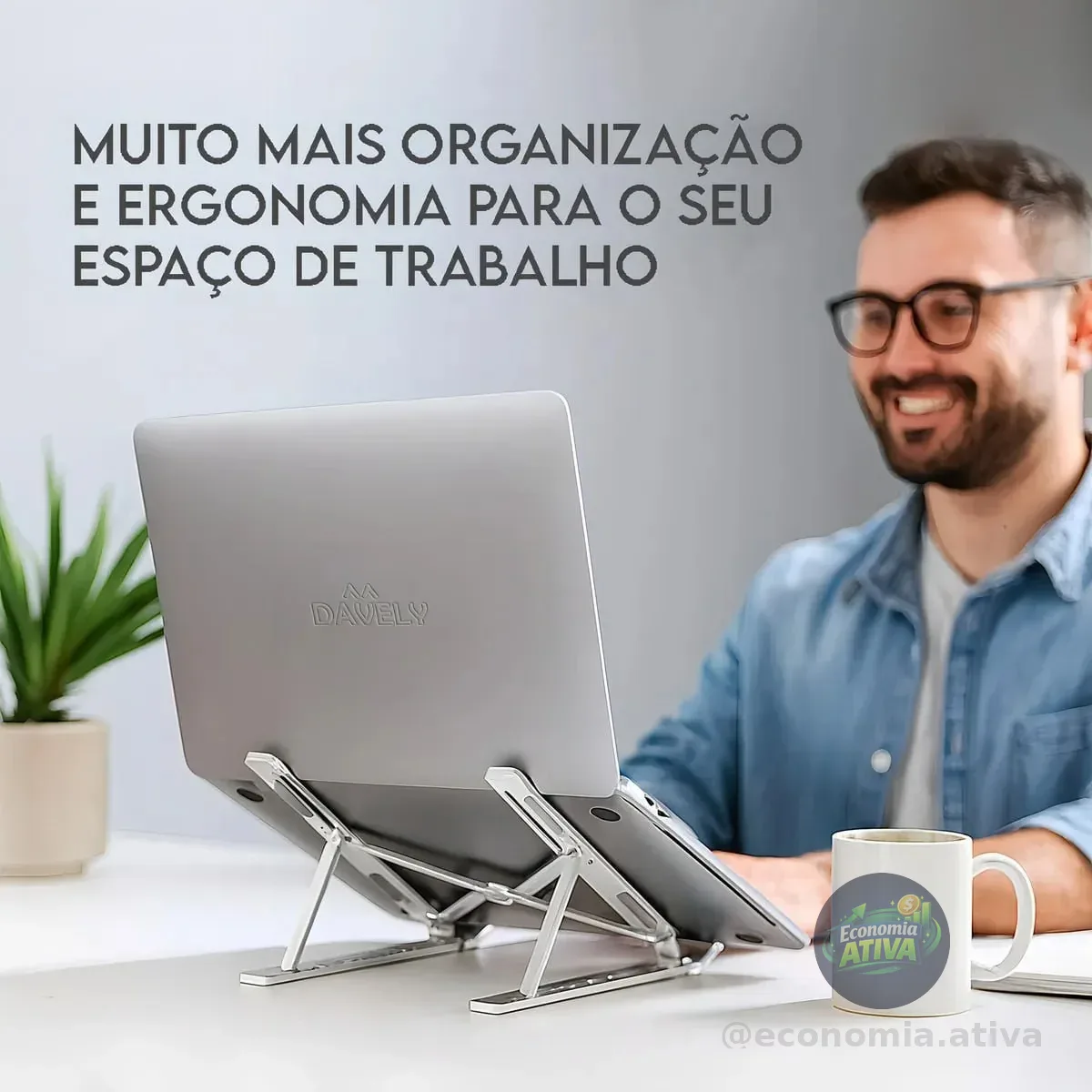 Base Suporte Para Pc Notebook Alumínio Portátil Articulado Dobrável Tablet Laptop Mesa Davely Cor Prateado
