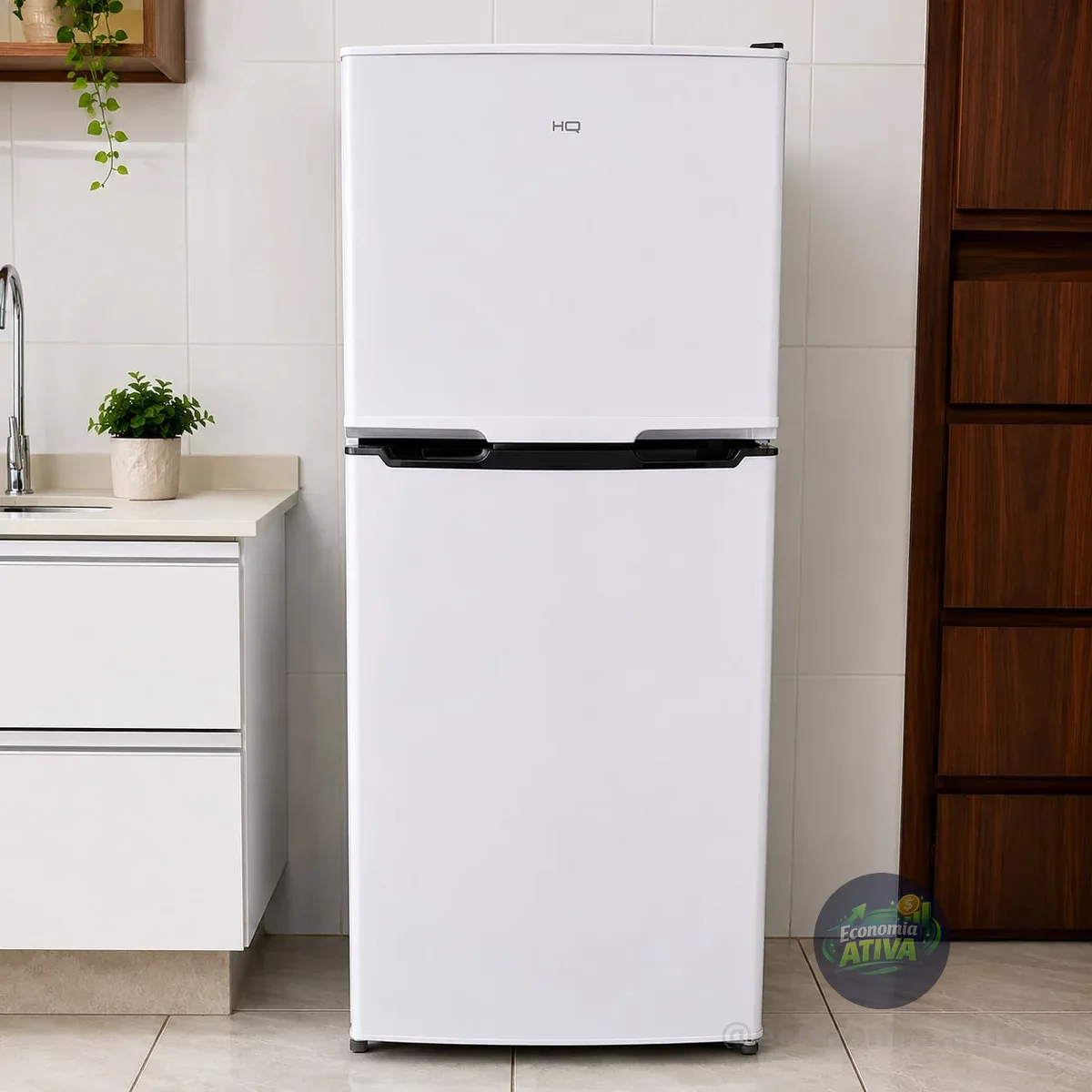 Geladeira Refrigerador Compacto HQ 140L Duplex Defrost, Baixo Consumo A+++ Branco HQ-140RDF (127, Volts)