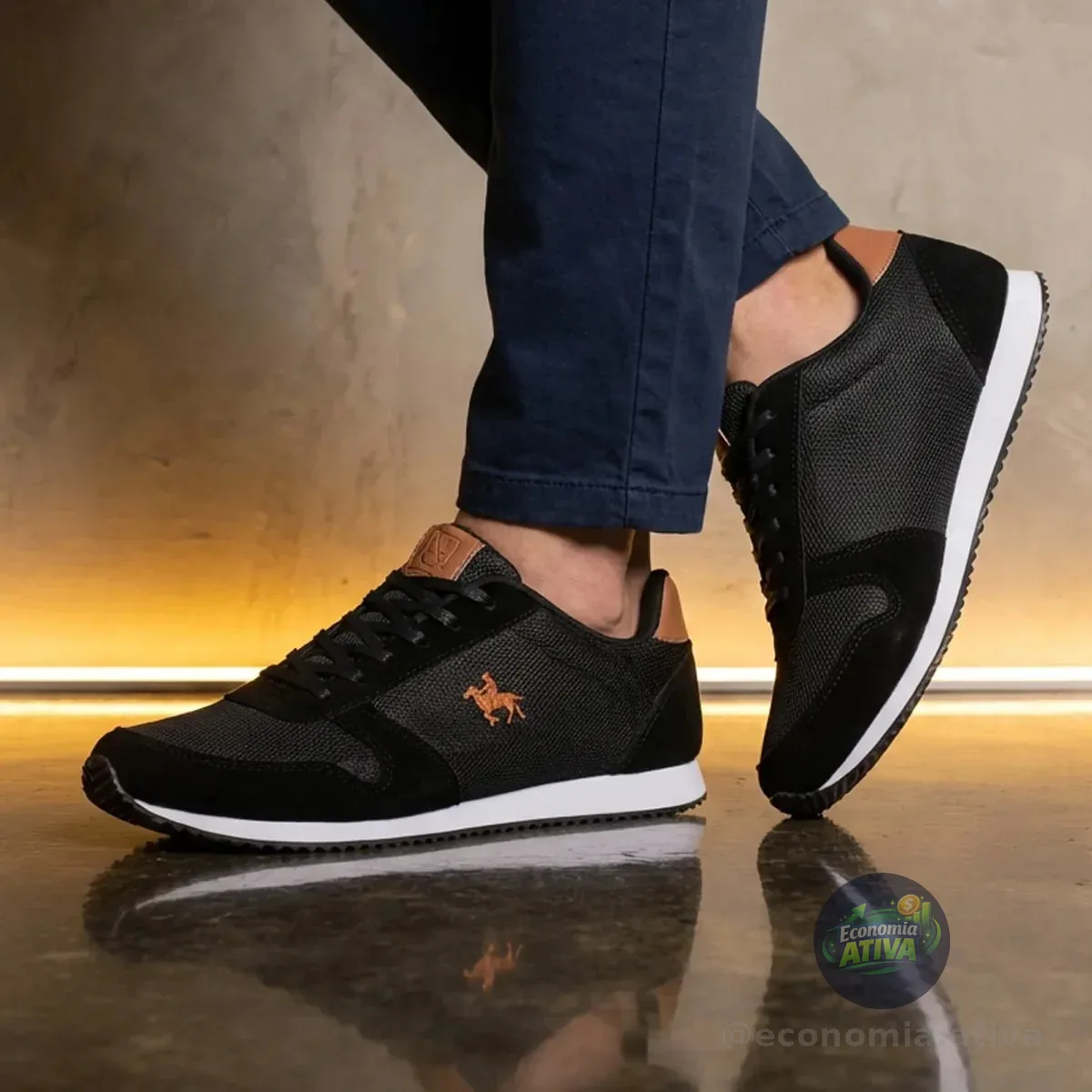 Sapatenis Masculino Polo Em Tecido Casual Leve E Confortável