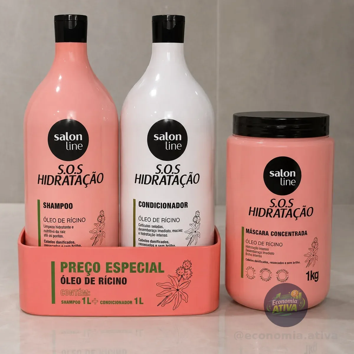 Kit Shampoo E Condicionador 1l + Máscara 1kg Sos Hidratação