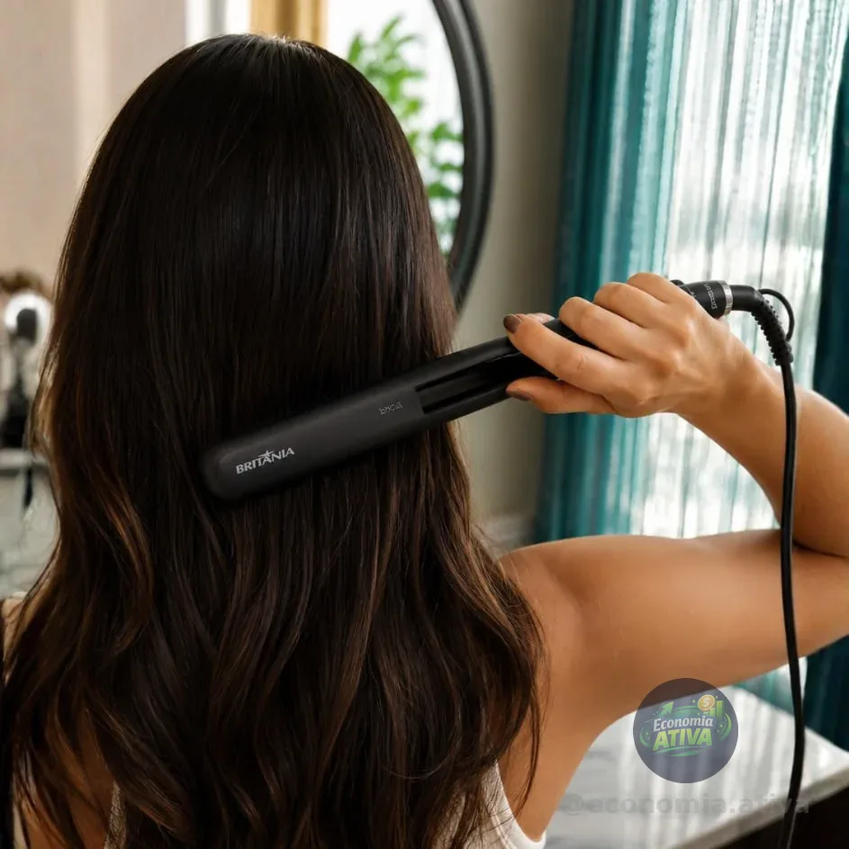 Prancha De Cabelo Britânia Revestimento Cerâmico 200°c Bpr03a Preto 127/220v