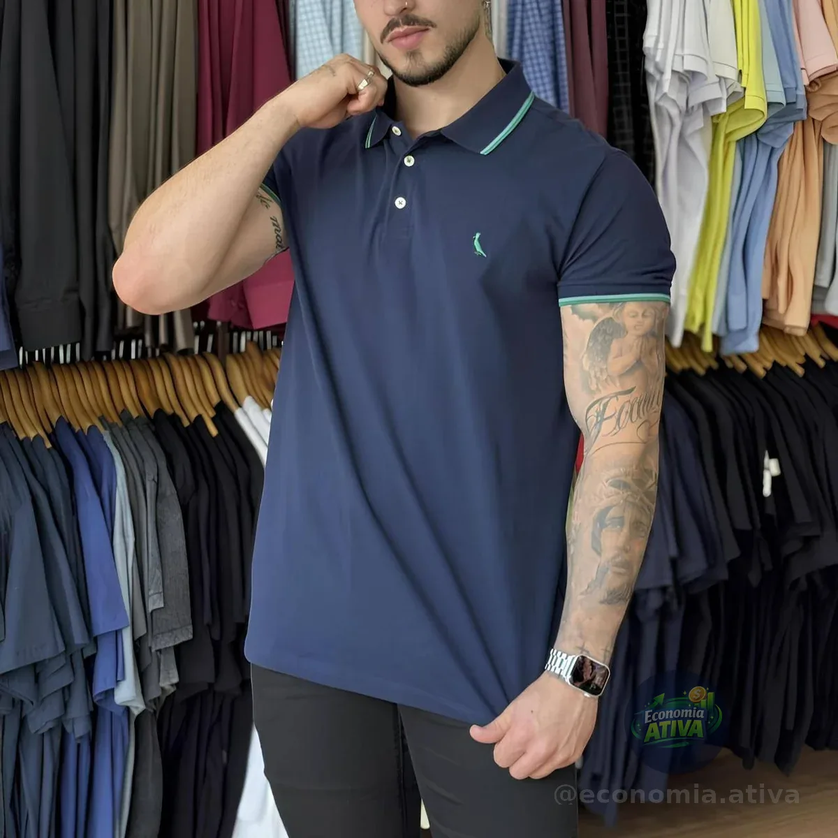 Camisa Polo Friso Duplo Masculino Reserva Adulto Marinho N/a M Lisa