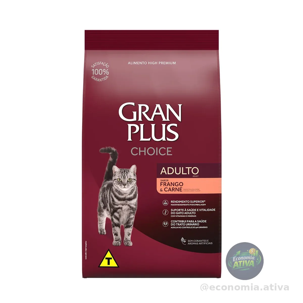 GranPlus Choice - Ração para Gatos Adultos Frango e Carne, 10.1 kg (Pacote de 1), Roxo