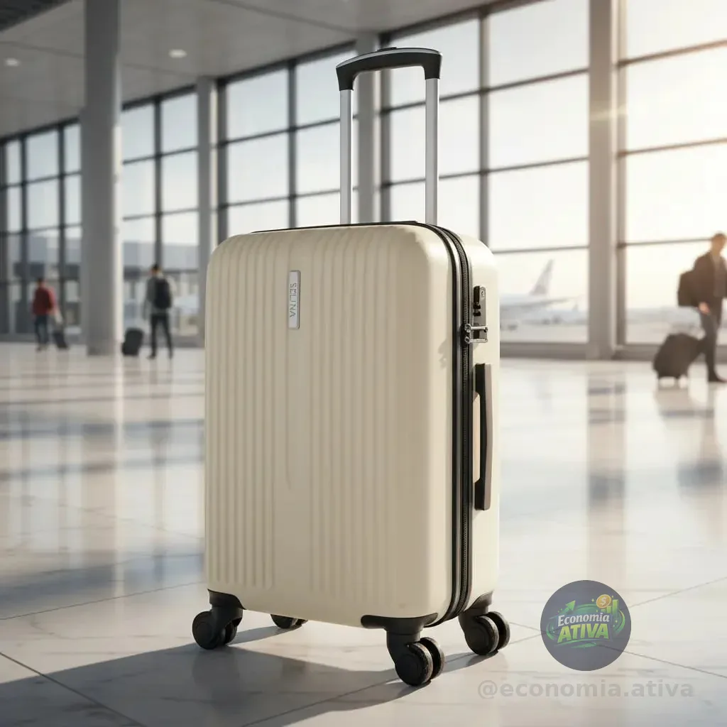 Mala De Viagem De Bordo Rígida 10kg Rodas 360° Medidas Anac Bege