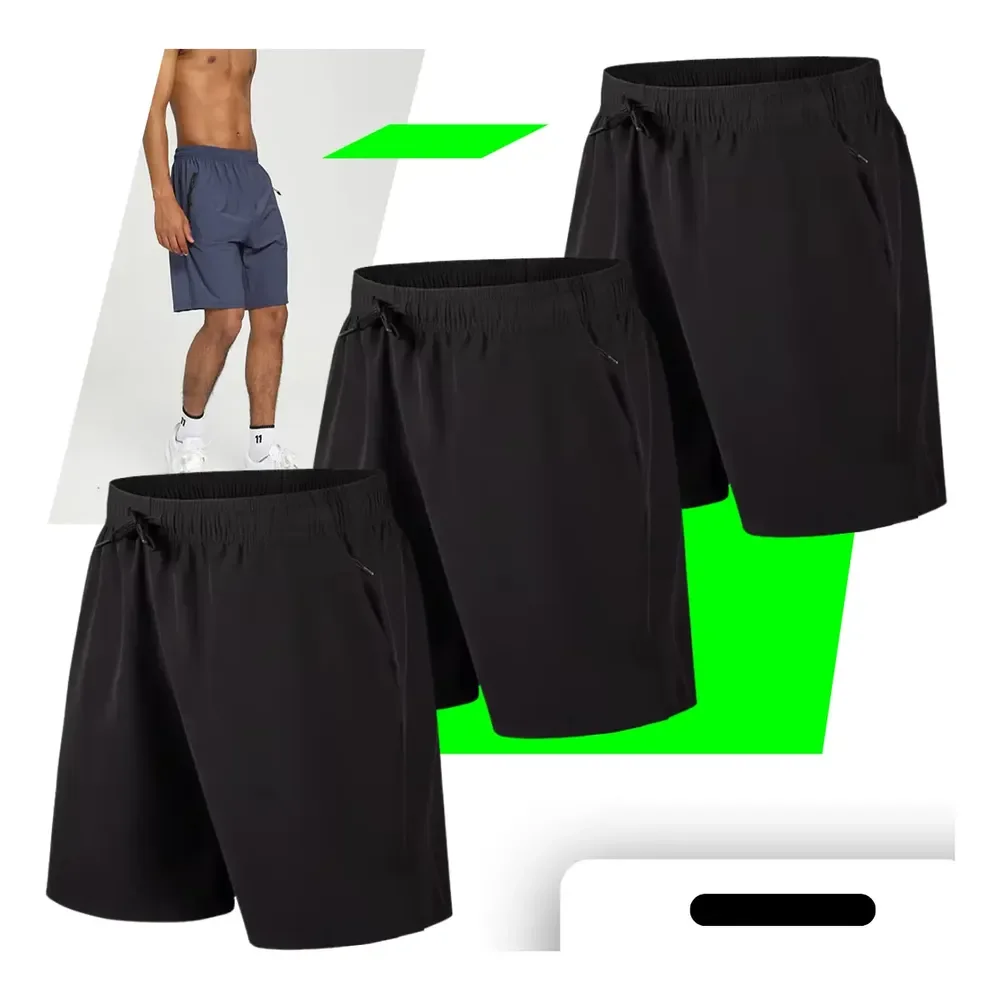 Kit 3 Bermuda Masculina Importada Seda  Secagem Rápida Preto Liso Gg