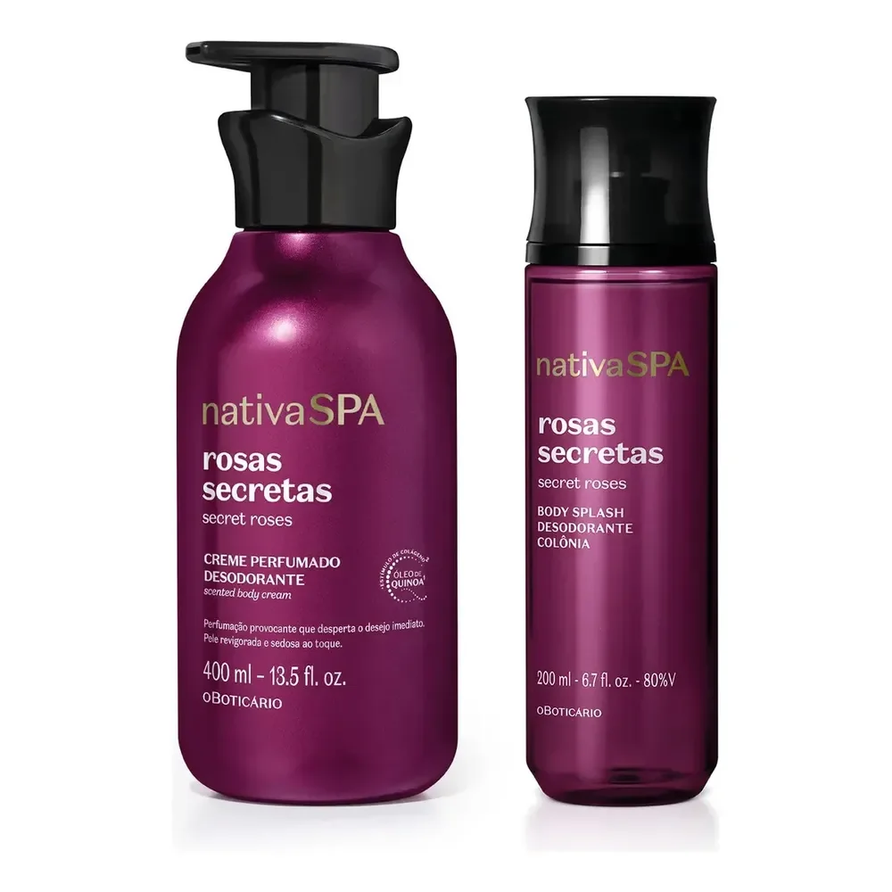 Combo Nativa Spa Rosas Secretas - Body Splash 200ml - Creme Perfumado Corporal 400ml