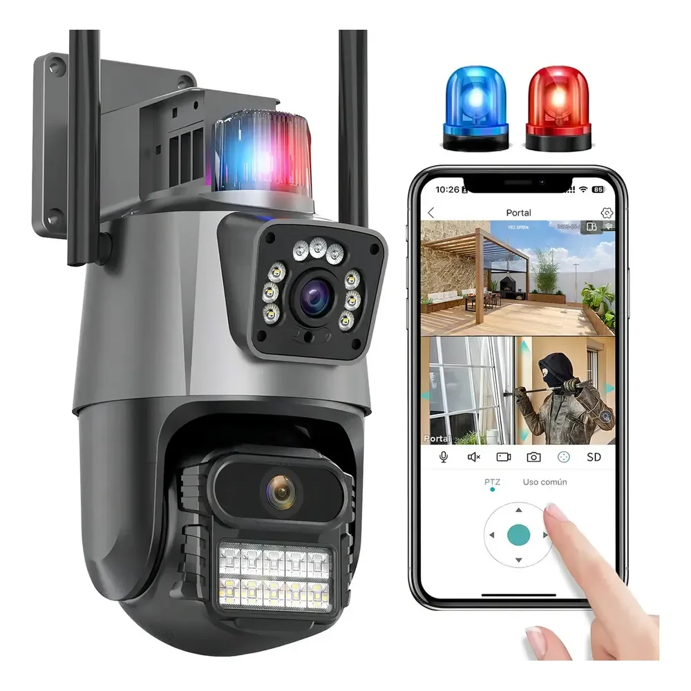 Câmera De Segurança Anberx P10q Wireless 8mp Ptz Ip66 Wi-fi Visão Noturna Preto