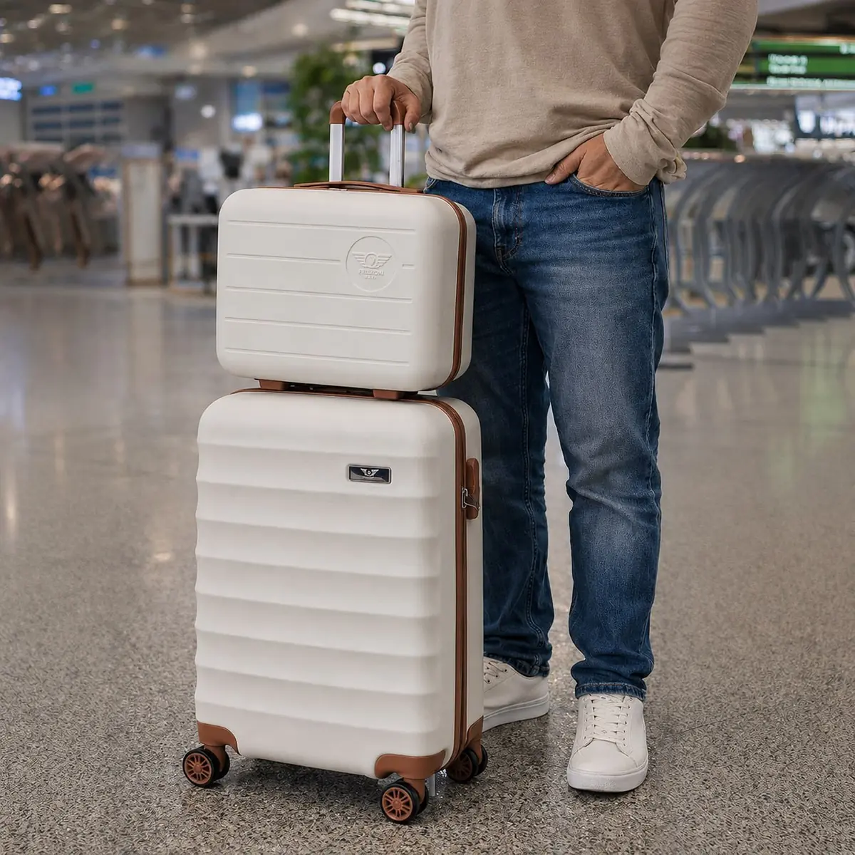 Kit Mala De Viagem Bordo Mão Pequena 10kg Abs Cadeado 360 Cor Branco
