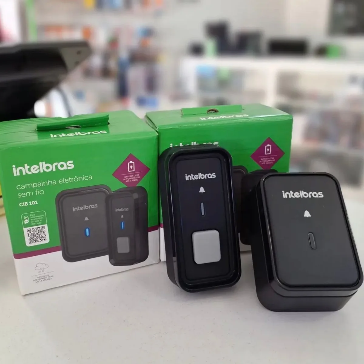 Campainha Sem Fio Com Bateria Cib 101 Preta Intelbras