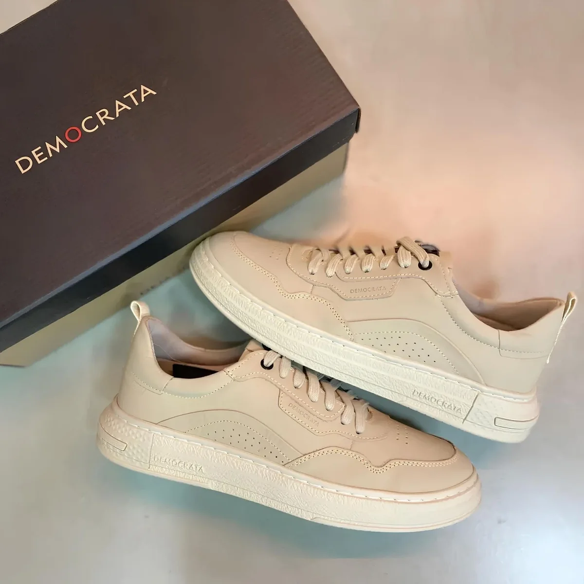 Tênis Couro Democrata Denim Jake Masculino