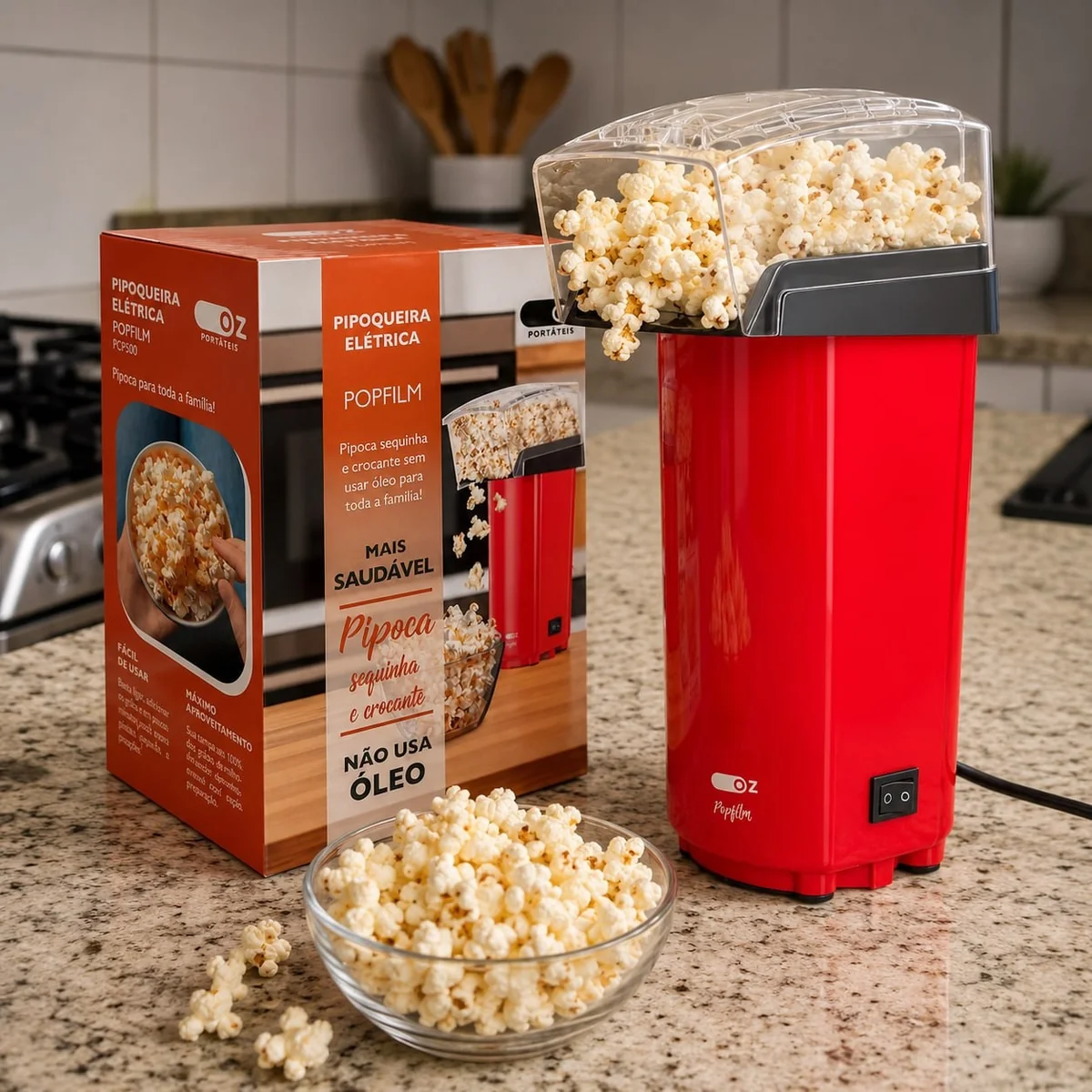 Pipoqueira Elétrica Popfilm Manteiga Sem Oleo 900w 127v Vermelho 127v
