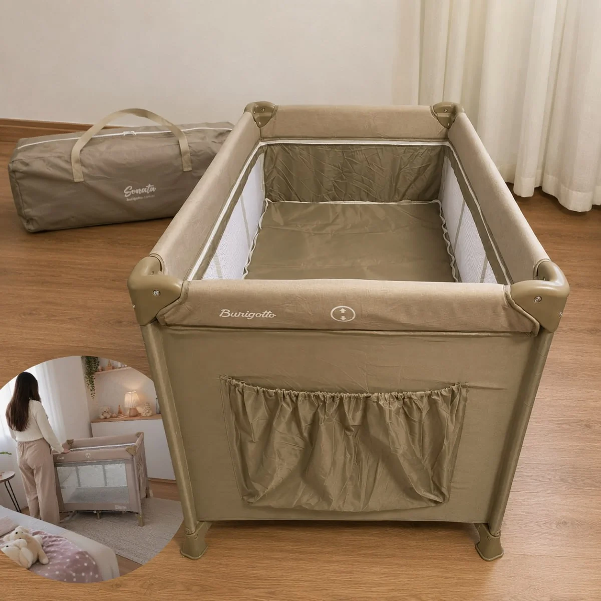 Berço Sonata Beige Recém Nascido Burigotto