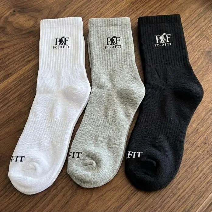 Kit 6 Pares Meia Cano Médio Alto Algodão Polo Fit