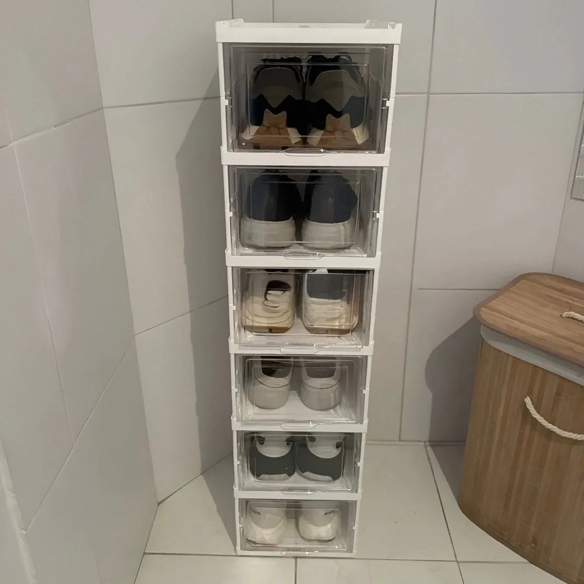 Organizador Caixas Sapatos Dobrável 6 Andares Luxo