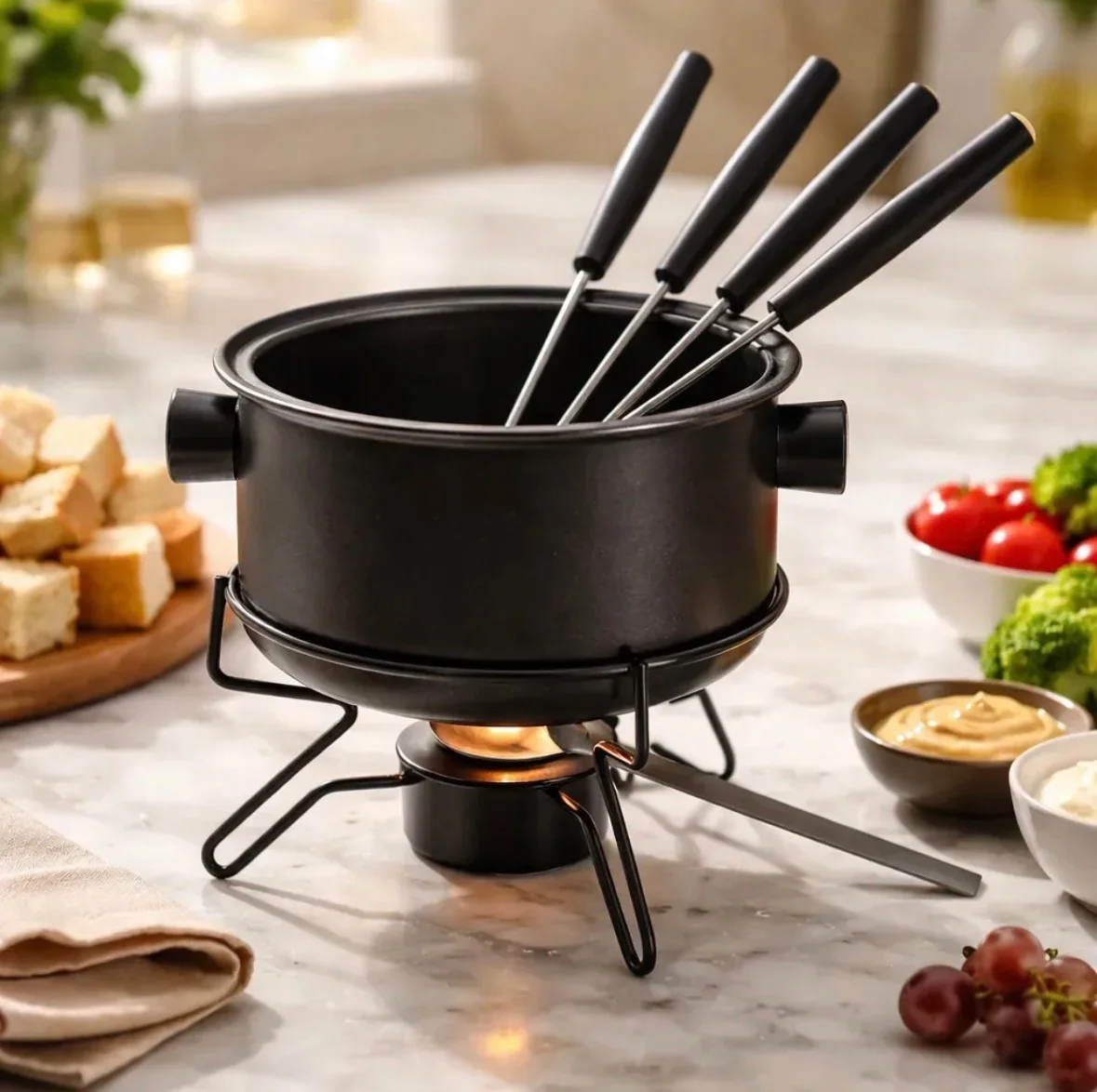Aparelho Fondue Pop Antiaderente 7 Pçs Forma + 4 Garfo
