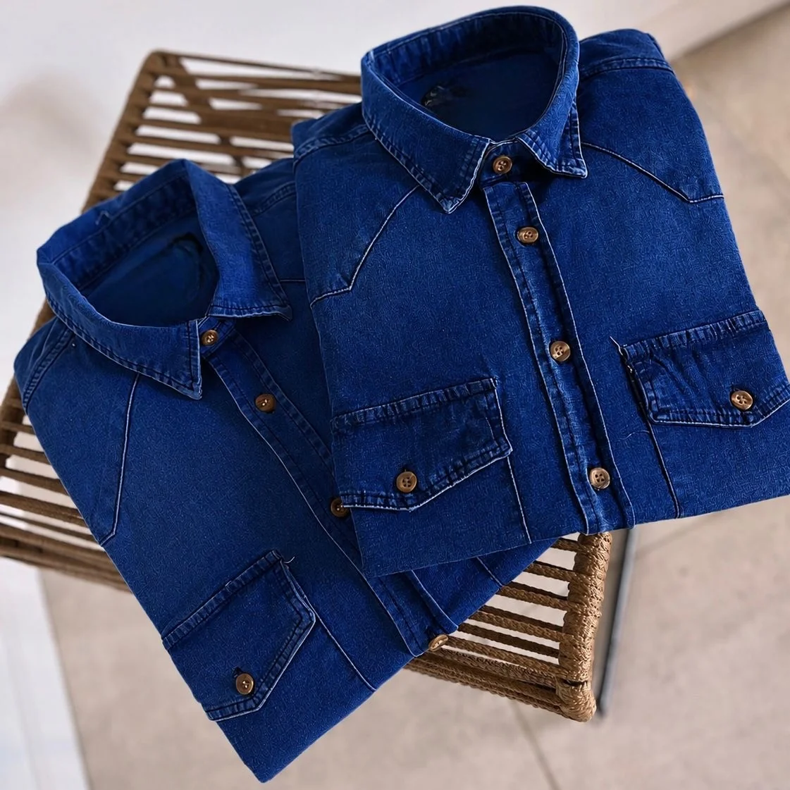 Camisa Jeans Slim Manga Longa